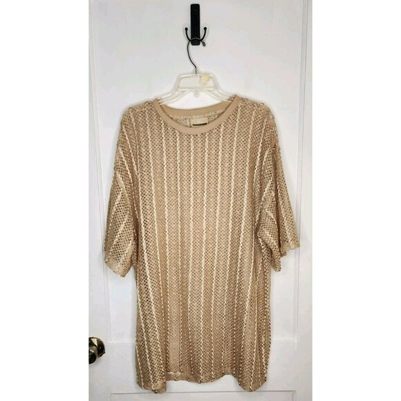 Vintage 90s Y2K Hip Hop History Mesh Camp Club Shirt Men 2XL Gold - Picture 1 of 5